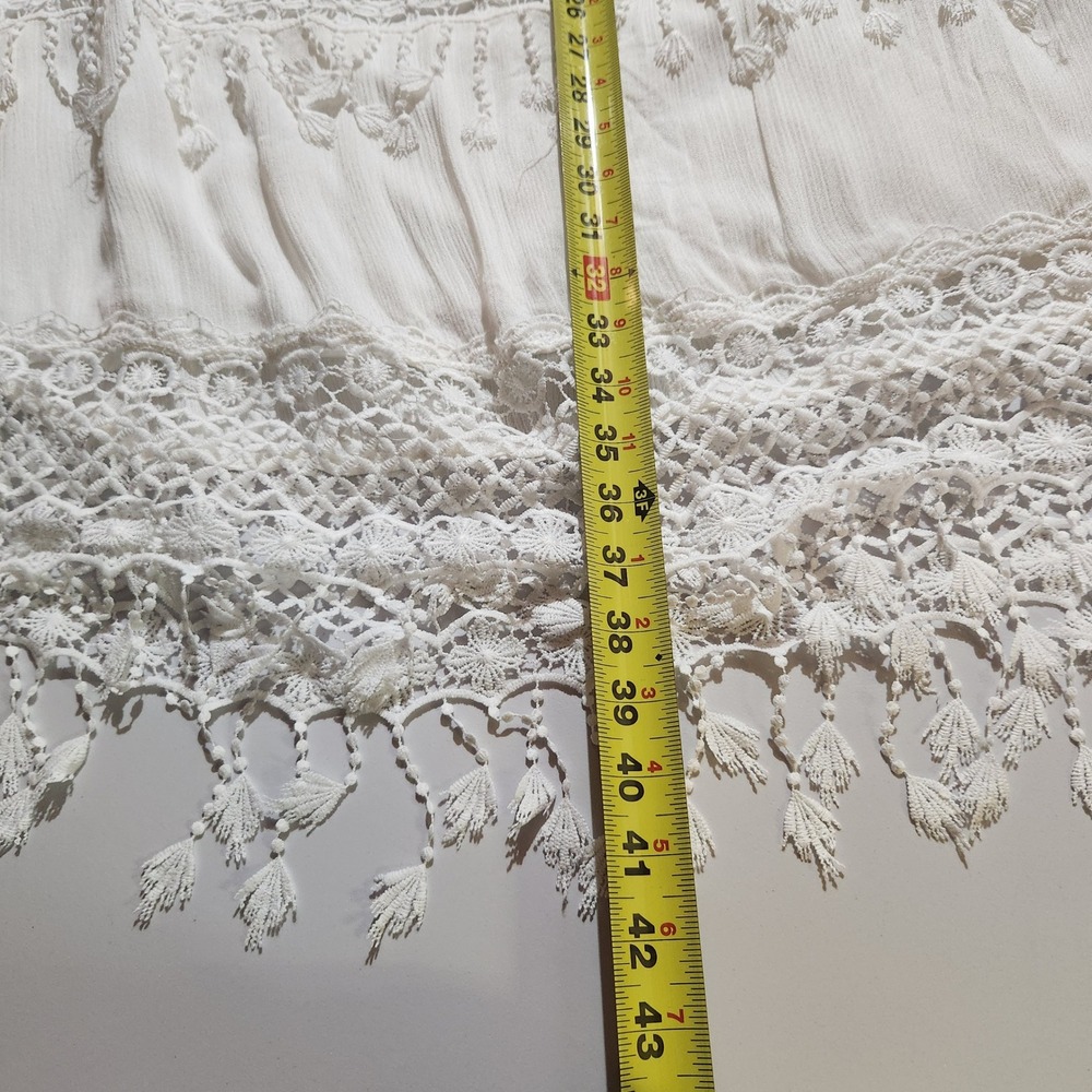 Indigo Soul Womens White Crochet Lace Tiered Maxi Skirt XL Elastic Waist Pull On - Picture 5 of 9